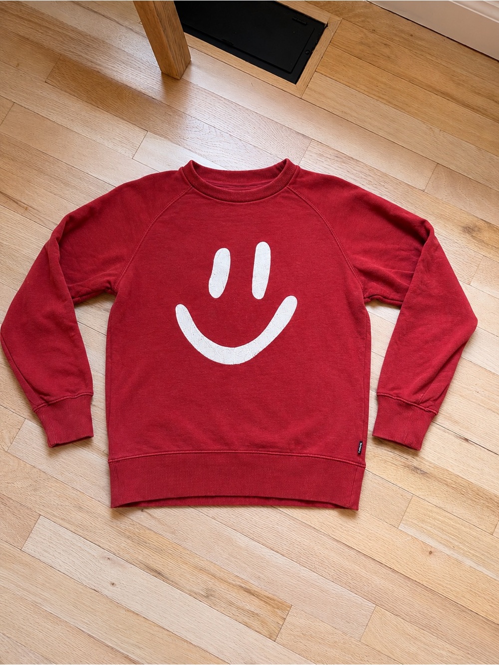 Molo Red Crewneck Sweatshirt with White Smile Graphic Boy size 12